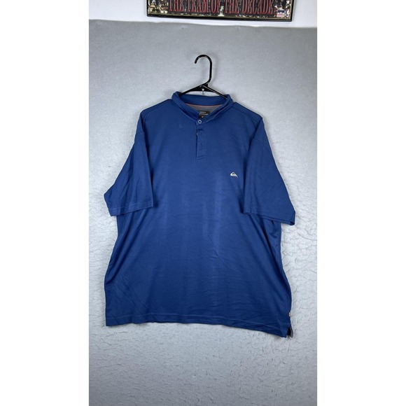 Quiksilver Other - Quiksilver Polo Shirt Mens 2XL Blue Solid Waterman Tagless Casual Short Sleeve